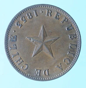 CILE CENTAVO 1853 COPPER COIN MONETA RAME COLLEZIONE NUMISMATICA CURRENCY - Imagen 1 de 2