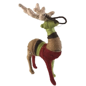 Handmade Christmas 6.5” Tall Reindeer Ornament Wrapped In Yarn - Picture 1 of 10