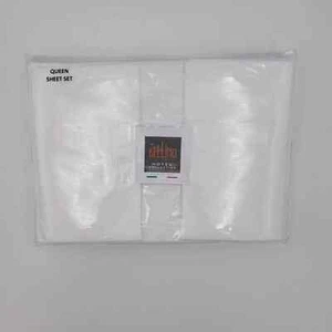 Bellino Fine Linen ITALY White Percale Coton Hotel Colection Queen Sheet Set NIP - Picture 1 of 11