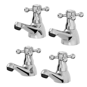 Bathroom Traditional Matching Taps for Bath & Basin Sink Cross Head Chrome - Picture 1 of 11