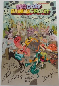 Póster exclusivo de Nickelodeon de la SDCC 2016 de PIG GOAT BANNA CRICKET FIRMADO - Imagen 1 de 2
