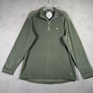 Tommy Bahama Sweater Mens S Green Paradise Tech 1/4 Zip Pullover Fleece Shirt - Picture 1 of 9