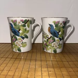 Vintage Gibson Otagiri Japan Porcelain Lazuli Bunting Bird Coffee Mug Teacup 2 - Picture 1 of 10