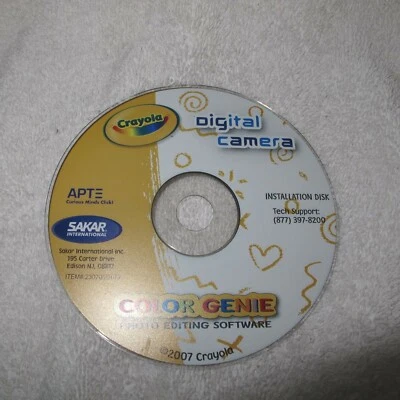 Cámara digital Crayola Color Genie software de edición de fotos pc Window2000 vista XP Foto 1 de 2