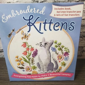 NEW Embroidered Kittens DIY Needlepoint Kit Includes Book Hot Iron Transfer Pen - Picture 1 of 5