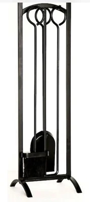 Style Selections 3-Piece Steel Fireplace Tool Set Brush Shovel Poker - Black NEW - Image 1 of 3