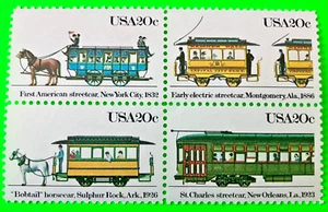 A Block of 1983 #2059-2062 20 cent US stamps Old Streetcars starts under 75 ce - Picture 1 of 4