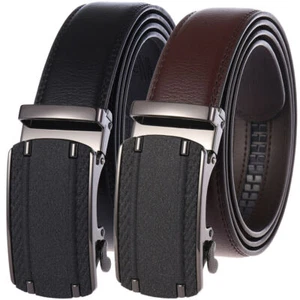 Business Men's Leather Belt Automatic Buckle Cow Ratchet Waist Strap Jeans Dress - Bild 1 von 7