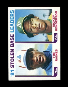 1982 Topps #164 '81 Stolen Base Leaders Tim Raines Rickey Henderson SET BREAK