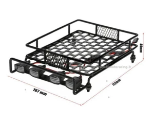 PORTAPACCHI METALLO NERO 4 LED LUCE BIANCA 1/10 1/8 MODELLI RC CRAWLER L-053B - Foto 1 di 1