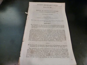 Government Report 1848 Jonathan Tipton Marshall Alabama Revolutionary War - Picture 1 of 1