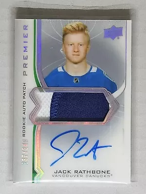 20/21 UD PREMIER ROOKIE AUTO PATCH #AR-JR JACK RATHBONE RC (237/249) - Image 1 of 2