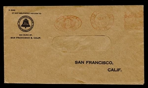 AD CVR BEL SYSTEM PACIFIC TELEPHONE & TELEGRAPH CO. w/RED cds SAN.FRANCISCO 1947 - Picture 1 of 5