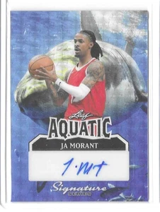 JA MORANT 2024 Leaf Signature Series Aquatic Shark SUPER SILVER CIRCLE AUTO #1/1 - Picture 1 of 2