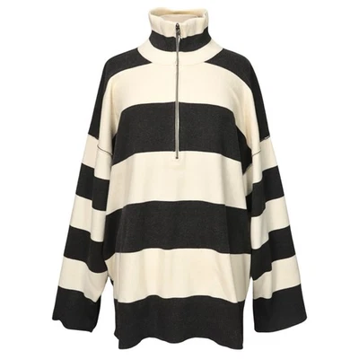 FREE PEOPLE COASTAL STRIPE PULLOVER TOP Carbon Champagne SIZE M NWT $148MSRP - Image 1 of 4