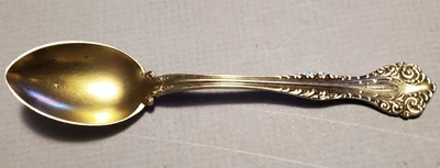 Cuchara Demitasse de plata esterlina Alvin cuchara florentina de lavado de oro 4 1/8" Foto 1 de 4