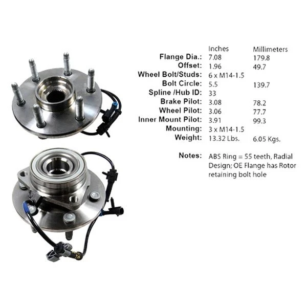 For Chevy Silverado 1500 Classic 07 Wheel Bearing and Hub Assembly C-Tek Front Foto 1 de 1