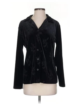 Blusa negra de manga larga de algodón para mujer S Foto 1 de 4