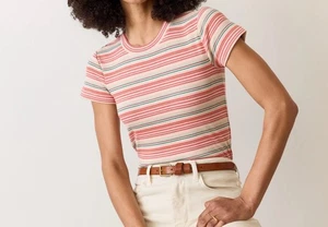 Marine Layer Damen Lexi Rib Sun-In Crew Tee Medium Multi Stripe Original Rib - Bild 1 von 14