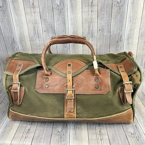 ORVIS Classic Duffle Bag Battenkill Collection Canvas w Leather Green 18" x 9 - Picture 1 of 13