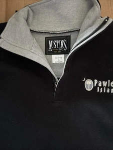 Strickpullover Herren L 1/4 Reißverschluss schwarz mit weißem Pawleys Island Logo - Bild 1 von 3
