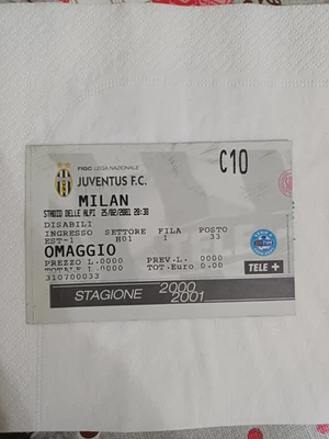 BIGLIETTO CALCIO JUVENTUS MILAN  OMAGGIO 25/02/2001 - Immagine 1 di 2