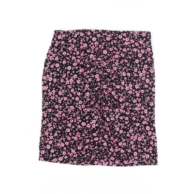 H&M Divided Women's XS Black Pink Floral Stretch Pencil Skirt - Image 1 of 4