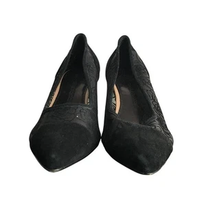 Anne Fontaine Paris Damen-Pumps Größe 10 schwarz Wildleder Rosenmuster 3"-Absatz - Bild 1 von 9