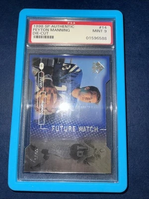 1998 PEYTON MANNING Upper Deck SP Authentic Die-cut Rookie Rc #14 #/500 PSA 9 - Image 1 of 2