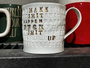 Stepanka Keramik Porzellan NYC Künstler Stepanka Fabrikat S H I T Happen F U C K Becher - Bild 1 von 2