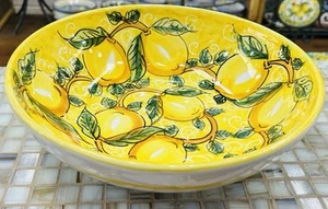 Sorrento Lemon Pattern 12 Inch Bowl Made/Painted by hand-Italy - Picture 1 of 5