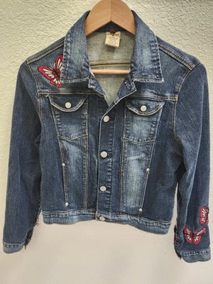 Chaqueta de mezclilla bordada tipo 7 para todos los hombres con mariposas talla S hecha en EE. UU. Foto 1 de 4
