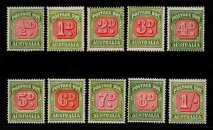 AUSTRALIA KGVI 1946-57 JUEGO DE FRANQUEO DEBIDO, SG D119/128, COMO NUEVO, CAT. 120€ - Imagen 1 de 2
