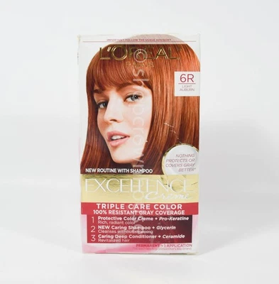 Loreal Excellence Crema Color de Cabello Permanente #6R Castaño Rojizo Claro - Nuevo con Champú Foto 1 de 3