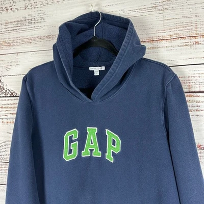 Mujer Y2K Azul Marino Verde Spellout GAP Sudadera con Capucha Bolsillo Canguro XL Foto 1 de 4