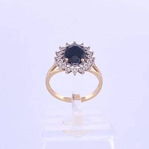 9ct Yellow Gold Featuring Claw Set Black Onyx and Diamonds - Picture 1 of 16