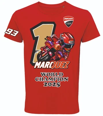 T-shirt MARQUEZ DUCATI WORLD CHAMPION 2025 Italia, MotoGP  spagna corse campione - Imagen 1 de 4