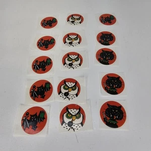 Vintage Eureka Halloween Scratch & Sniff Stickers Bat Cat Owl Loose Mixed Lot - Picture 1 of 6