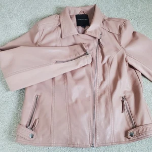 Maurices Dusty Pink Faux Leather Asymmetrical Zip Up Jacket Women's Size XL - Picture 1 of 21