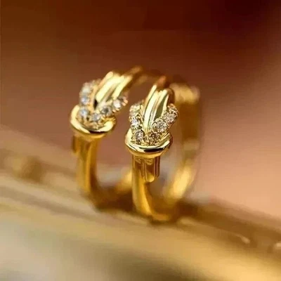 1 克拉圆形实验室钻石女式环状耳环 14K 镀黄金 — 第 1/4 张图片