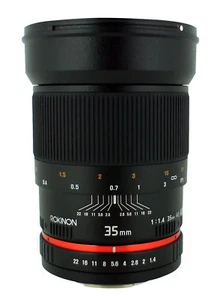 Rokinon 35mm F1.4 Ultra Fast Wide Angle Lens for Nikon Digital SLR - RK35MAF-N - Picture 1 of 3