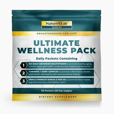 Nature's Lab Gold Ultimate Wellness Pack ~ Vitamins, Joint Complex and Omega-3s - Image 1 of 4