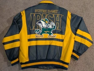Vintage College Phase Norte Dame Fighting Irish Leather Jacket Men's 2XL - Picture 1 of 10