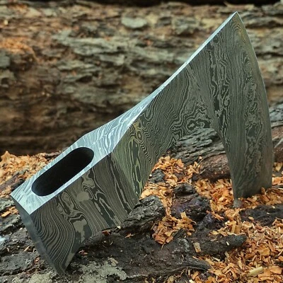 Hand Forged Damascus Axe Head Viking Camping Wood Cutting Bearded - Image 1 of 4