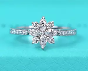 $5500 Tiffany & Co Victoria Platinum Marquise Diamond Flower Cluster Ring 5 - Picture 1 of 9