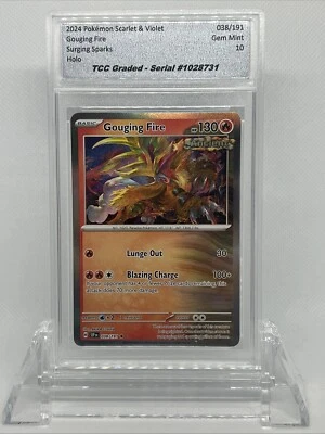 2024 Pokemon Surging Sparks Gouging Fire Holo TCC Graded Gem Mint 10 - Image 1 of 2