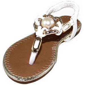 New girl's kids sandals white elastic pull ont strap strap summer casual - Picture 1 of 9