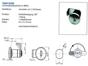 Briefkastenschloss Zylinderschloss Hebelzylinder Renz X 15 - Bild 1 von 2