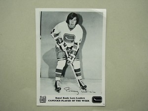 1971/72 ROYAL BANK LEADERS VANCOUVER CANUCKS HOCKEY PHOTO #14 BARRY WILKINS RC