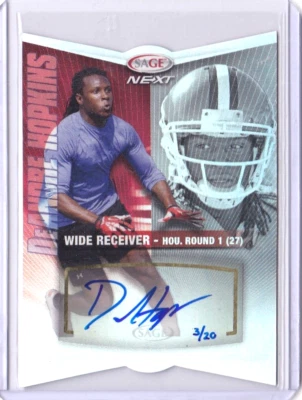2013 SAGE NEXT DEANDRE HOPKINS RC AUTOGRAPH SILVER DIE-CUT #3/20 CHIEFS - Image 1 of 2